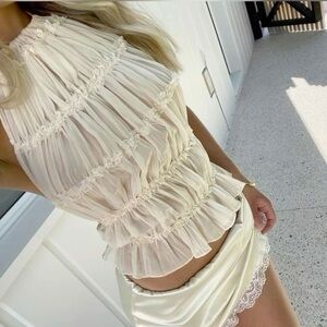 White Smocked Halter Top